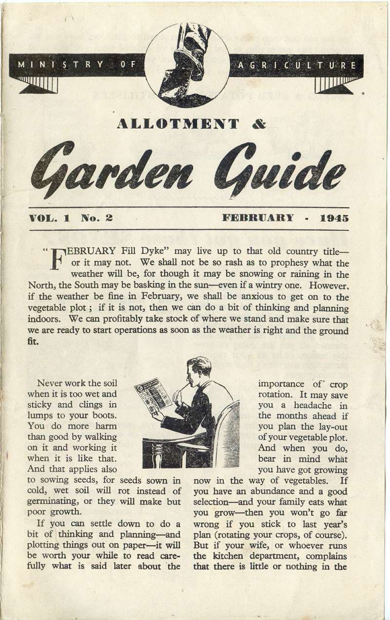 February 1945 Allotment & Garden Growing Guide | Dig For Victory